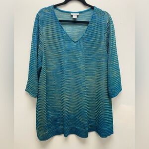 4 for $25 🍒Catherines Teal and Aqua Ombre Striped Knit Top Size 1x